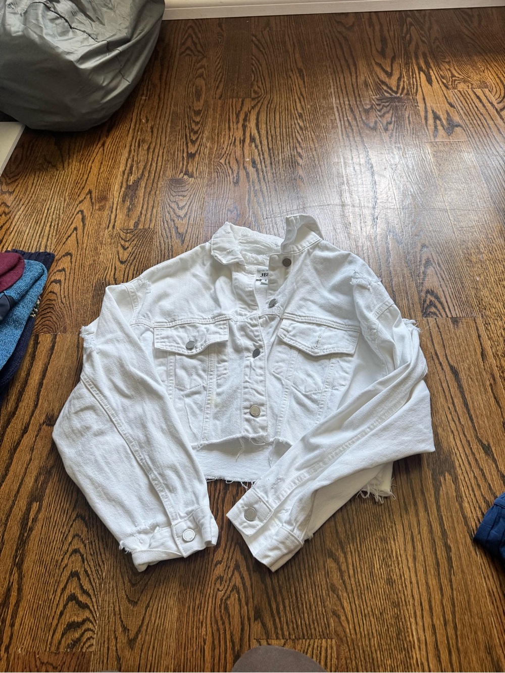 Just USA White Cropped Denim Jacket for Kids